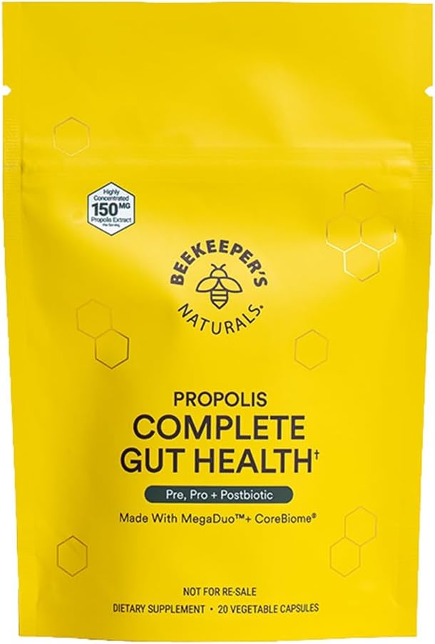 Propolis Powered Beekeeper's Naturals Complete Gut Health Capsules for Digestive Health & Bloating Relief, 20ct - BoostGo Australia