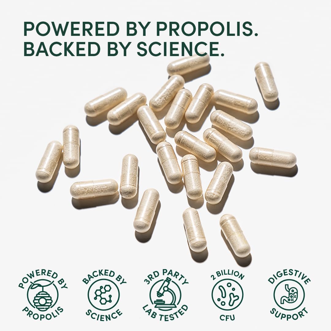Propolis Powered Beekeeper's Naturals Complete Gut Health Capsules for Digestive Health & Bloating Relief, 20ct - BoostGo Australia