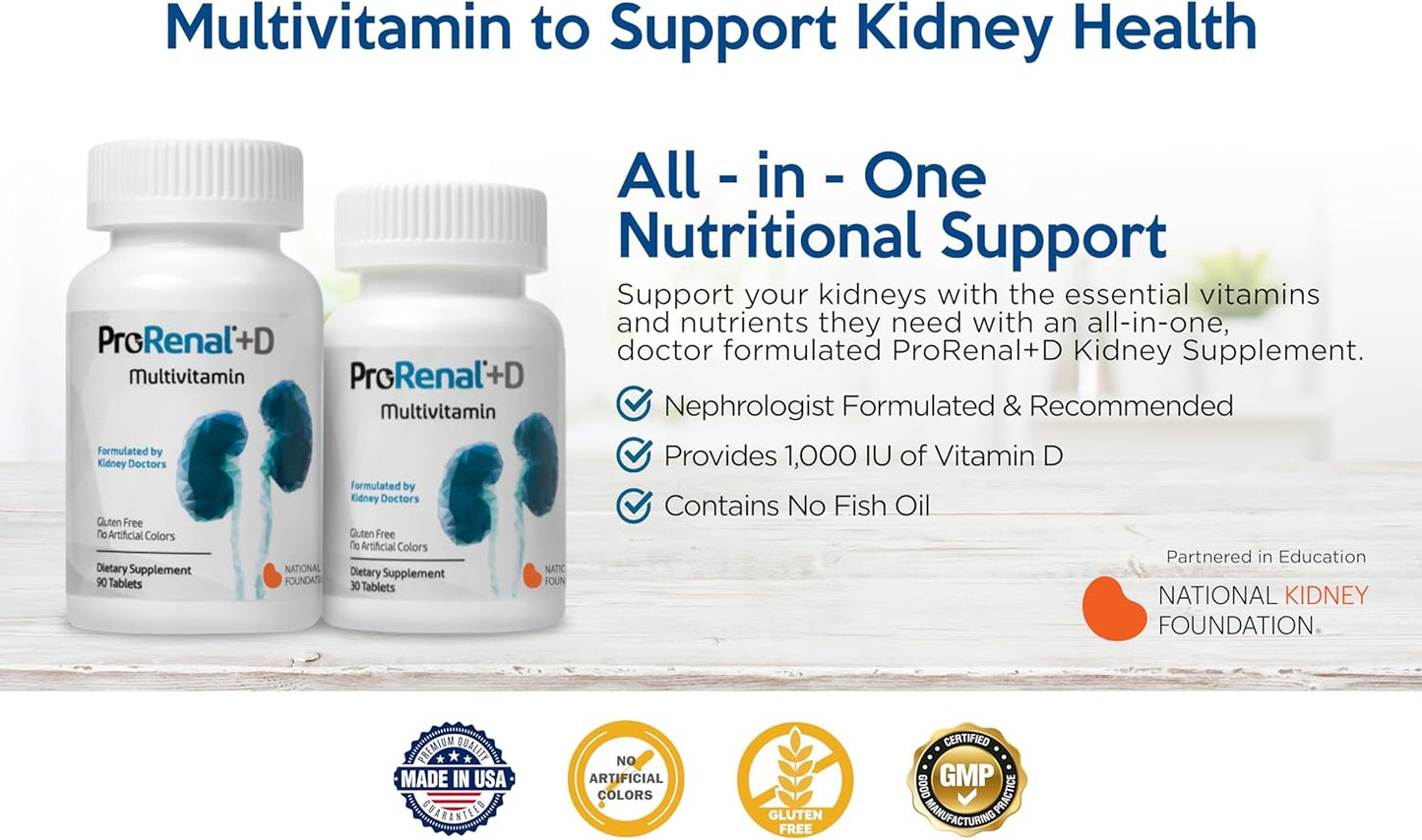 ProRenal+D Kidney Multivitamins - 90 Day Supply for Better Renal Health