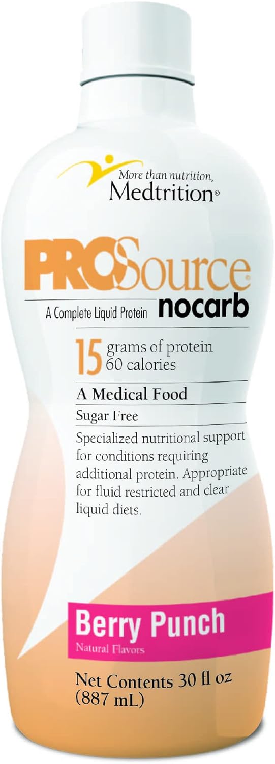 Prosource NoCarb Berry Punch Liquid Collagen Peptides with 15g Protein per Ounce - Type I, III - Medtrition Bottle