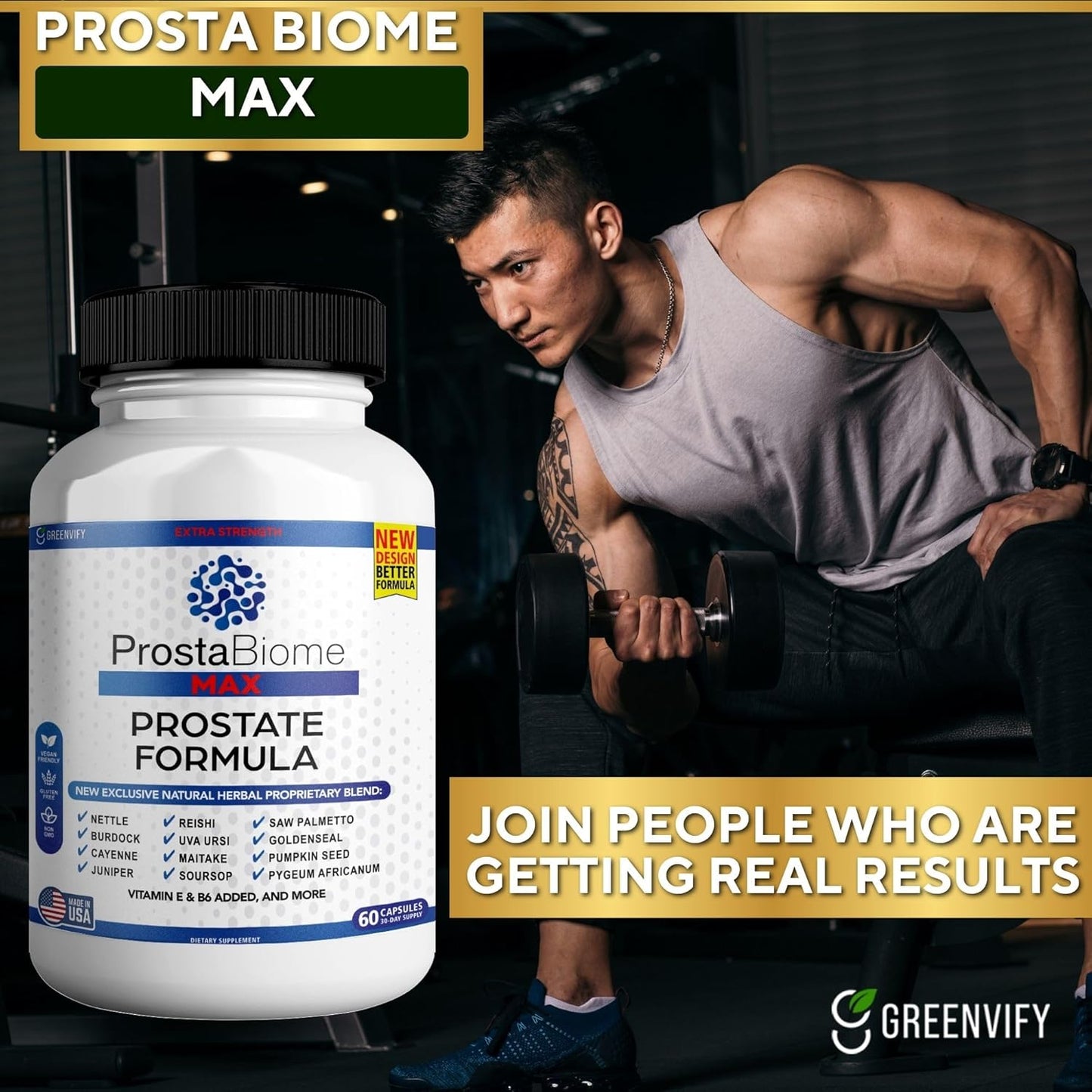 ProstaBiome Max Prostate Support Formula with Saw Palmetto - 60 Capsules, Natural Herbal Blend for Men's Health