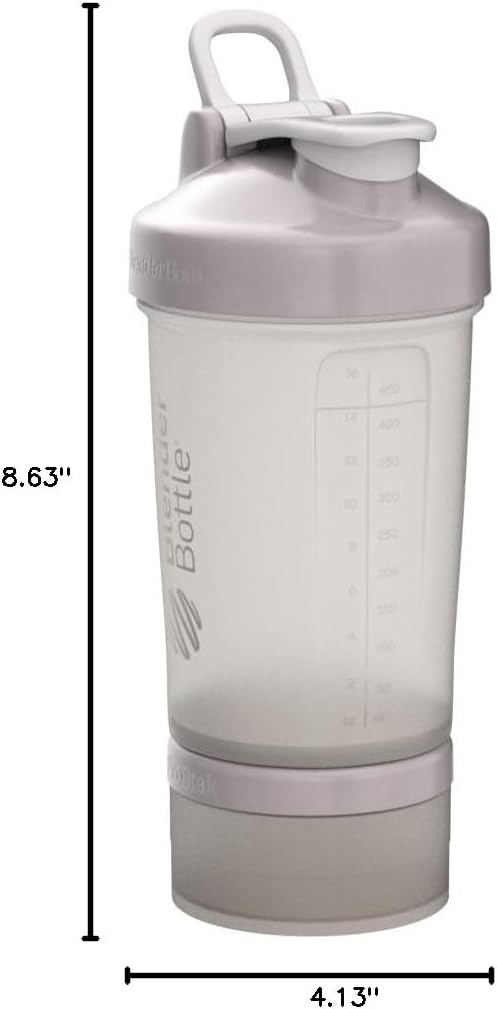 ProStak System Blender Bottle with Pill Organizer, Protein Powder Storage, 22oz Smoke Grey Shaker Bottle
