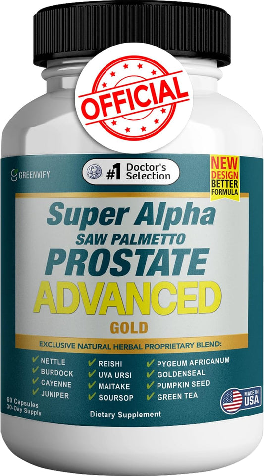 Prostate Health Supplement for Men - Supports Urinary Tract Health, Reduces Urgency, and Improves Bladder Emptying - Saw Palmetto Prostate Advanced (60 Capsules)