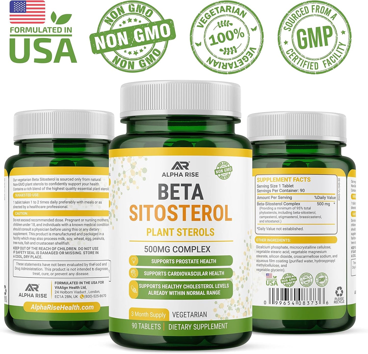 Prostate Health Supplement with Beta Sitosterol - Natural Plant Sterols (60 Capsules + 90 Tablets) for Men