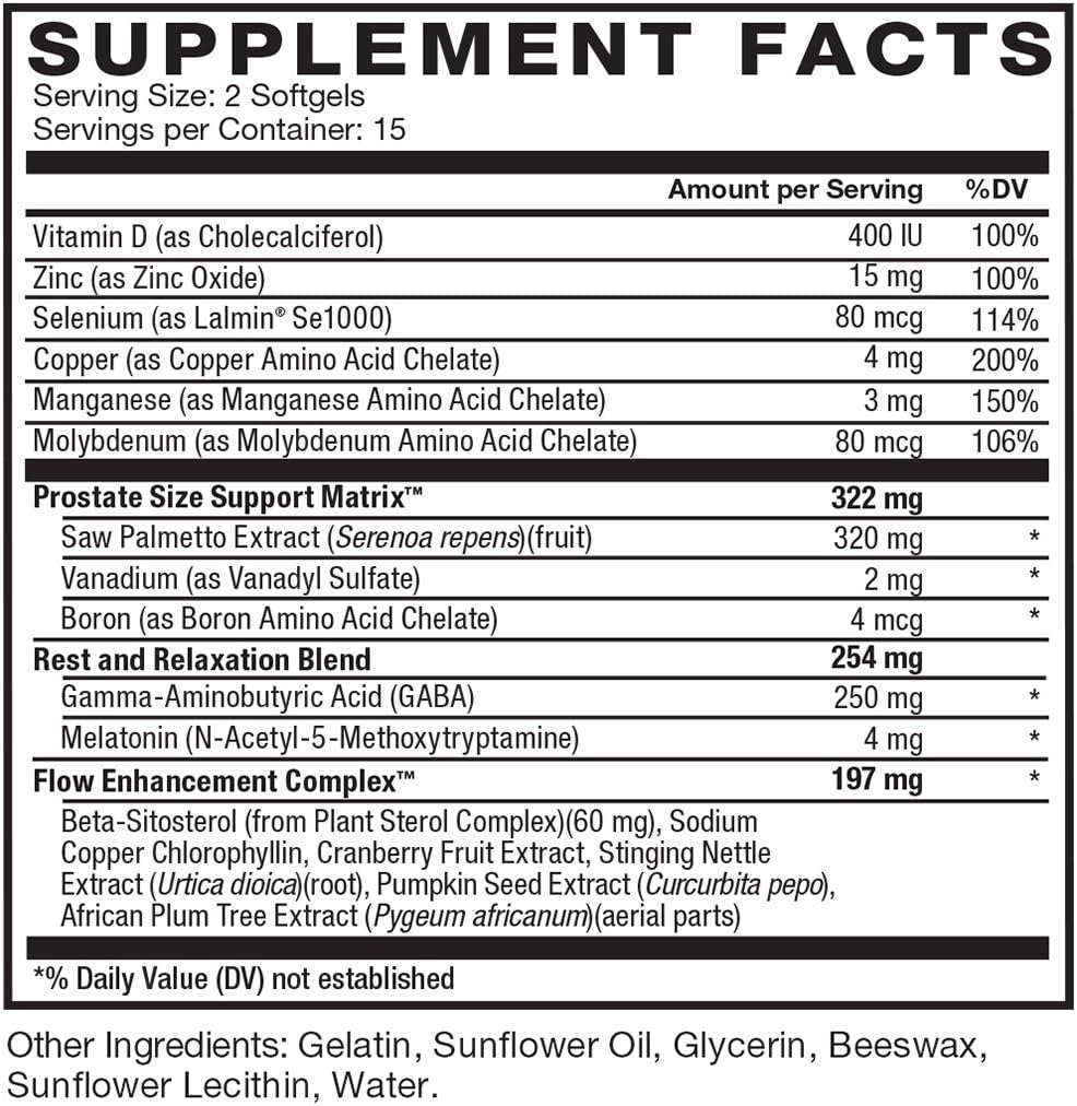 Prostate Health Support Supplement for Men - Force Factor TruFlow with Beta Sitosterol (30 Count)