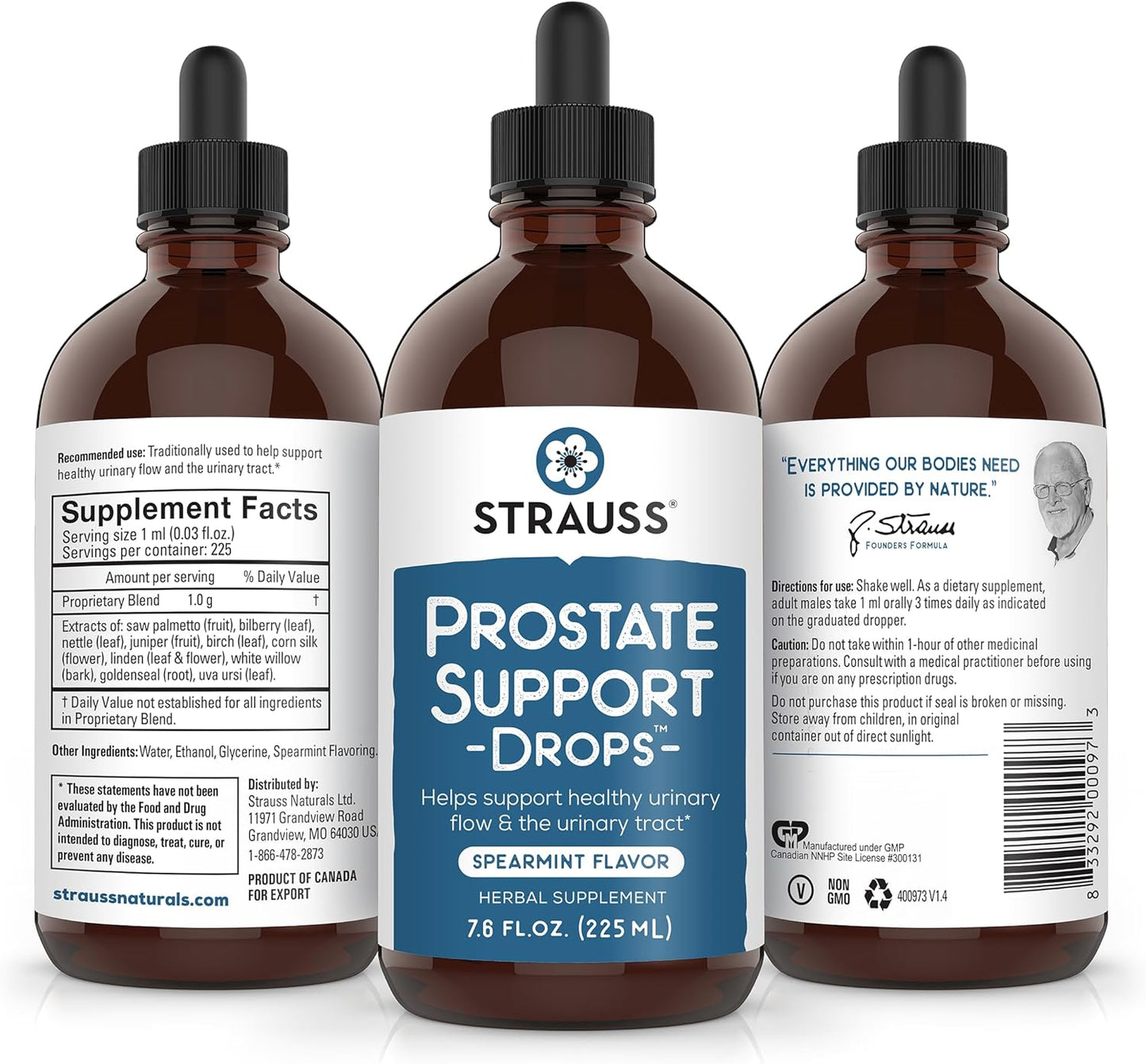 Prostate Support Drops - Natural Supplement for Men, Urinary Tract Health, Gluten/Soy-Free, 7.6 fl oz