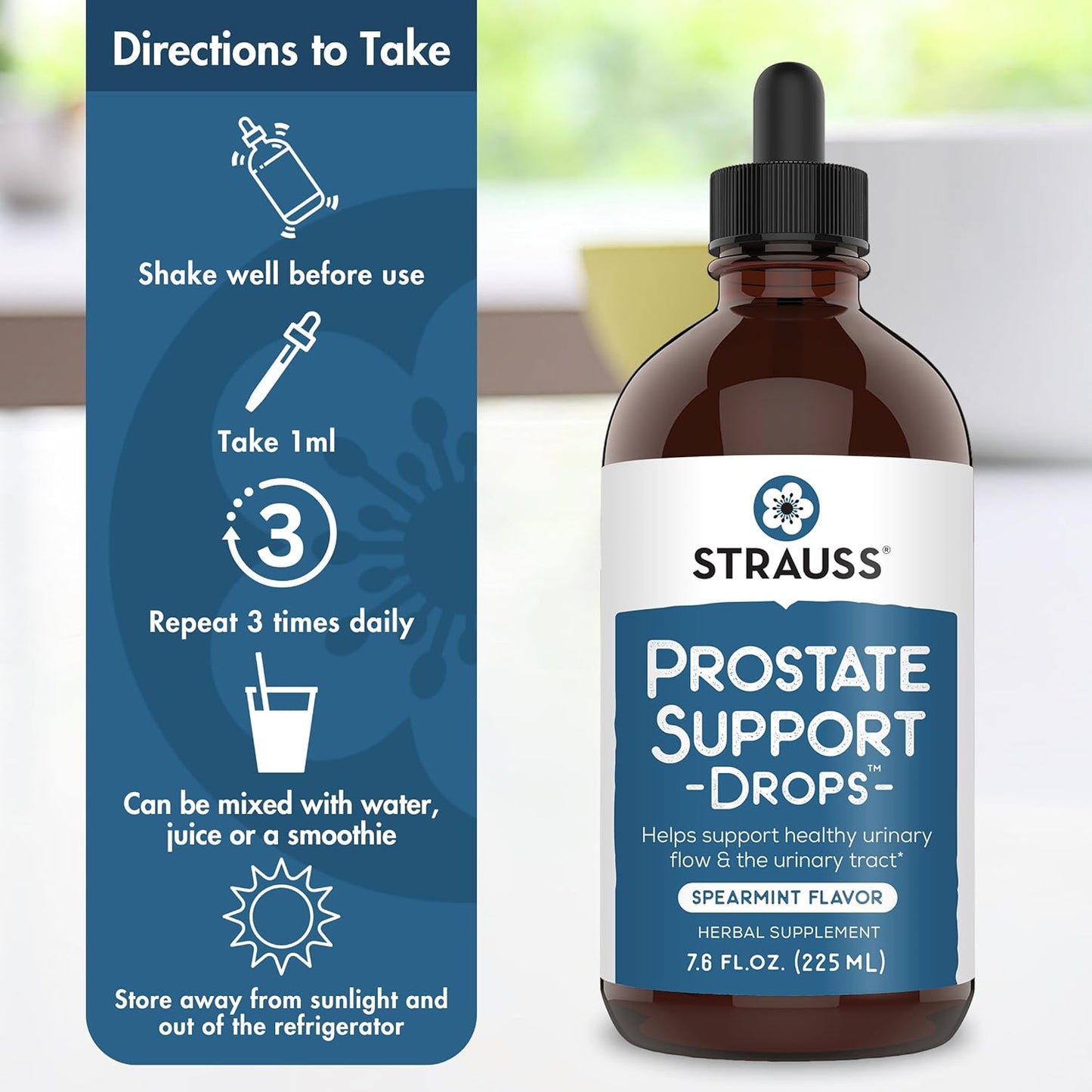 Prostate Support Drops - Natural Supplement for Men, Urinary Tract Health, Gluten/Soy-Free, 7.6 fl oz