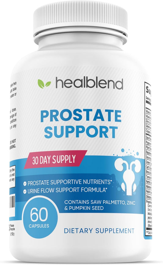 Prostate Support Supplement for Men - Saw Palmetto, Pygeum Africanum, Zinc, Pumpkin Seeds - Promotes Healthy Prostate Function - 60 Capsules