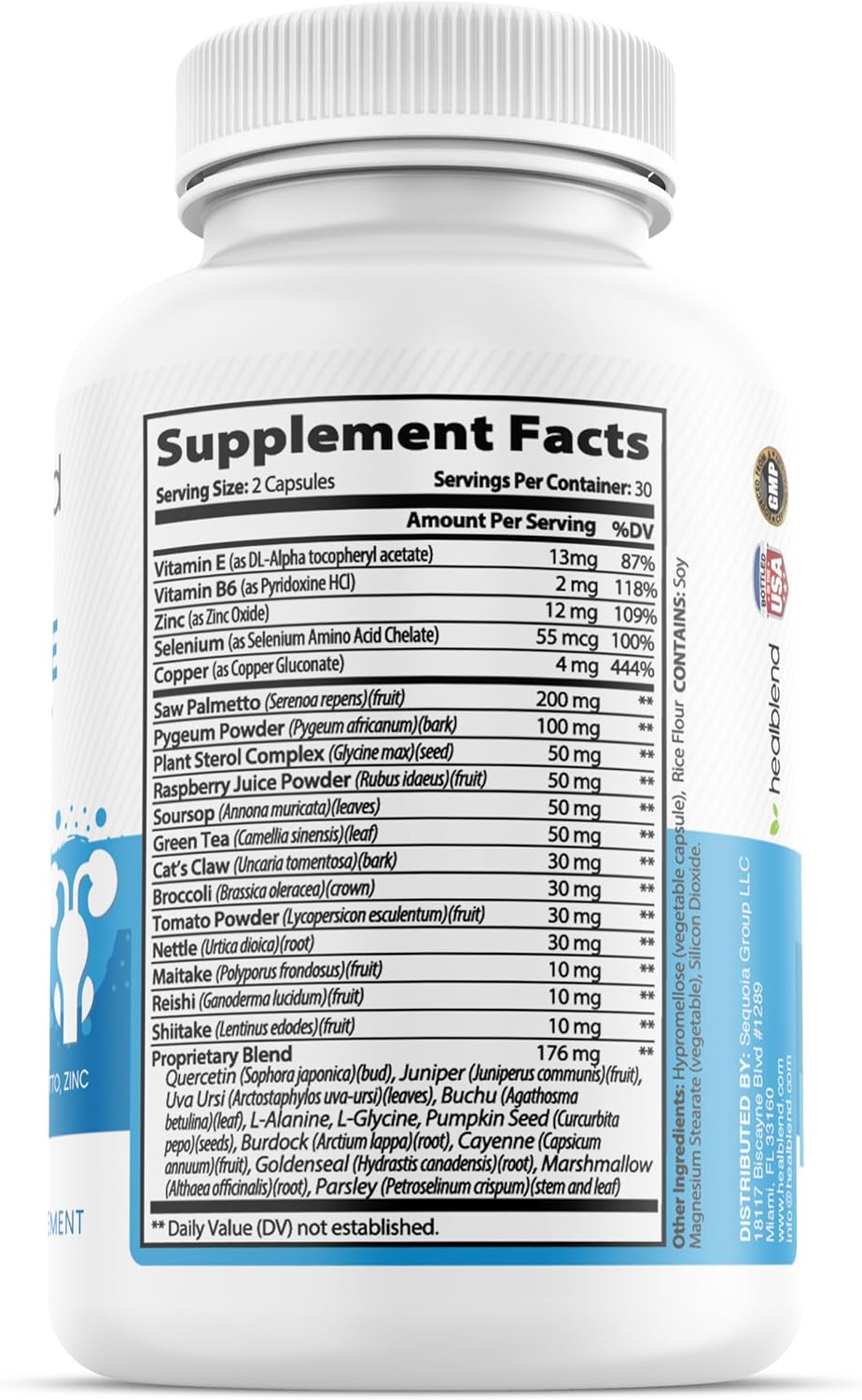 Prostate Support Supplement for Men - Saw Palmetto, Pygeum Africanum, Zinc, Pumpkin Seeds - Promotes Healthy Prostate Function - 60 Capsules