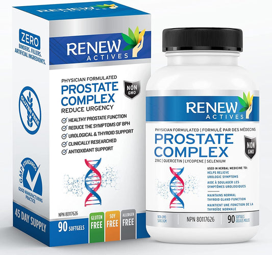 Prostate, Thyroid, and Eye Health Formula for Men - Antioxidant Blend Supplements - 90 Softgels - Made in Canada