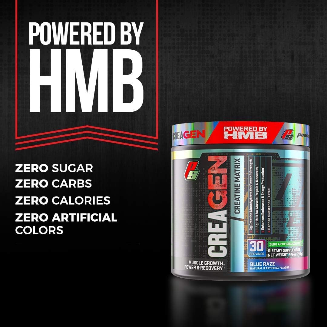 ProSupps CreaGEN Creatine Monohydrate Powder with HMB - Muscle Growth & Recovery, Energy, Strength, Power - Blue Razz Popsicle, 30 Servings