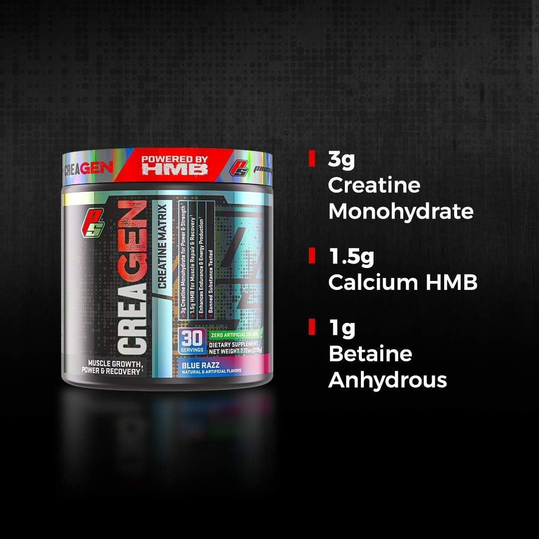ProSupps CreaGEN Creatine Monohydrate Powder with HMB - Muscle Growth & Recovery, Energy, Strength, Power - Blue Razz Popsicle, 30 Servings