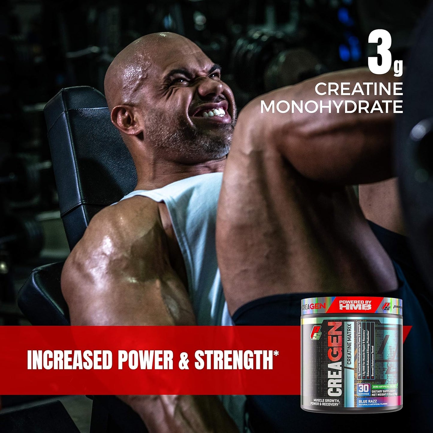 ProSupps CreaGEN Creatine Monohydrate Powder with HMB - Muscle Growth & Recovery, Energy, Strength, Power - Blue Razz Popsicle, 30 Servings
