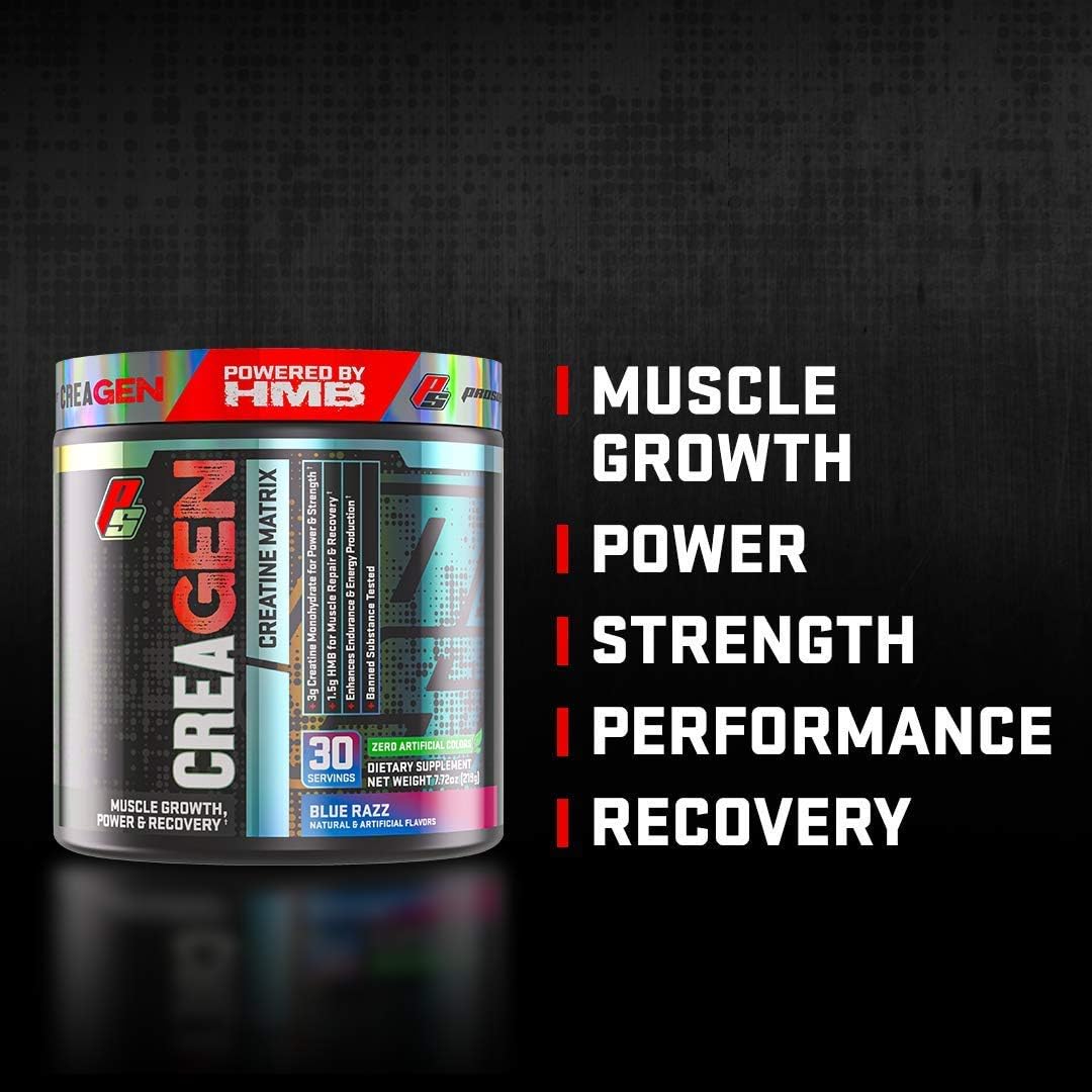 ProSupps CreaGEN Creatine Monohydrate Powder with HMB - Muscle Growth & Recovery, Energy, Strength, Power - Blue Razz Popsicle, 30 Servings