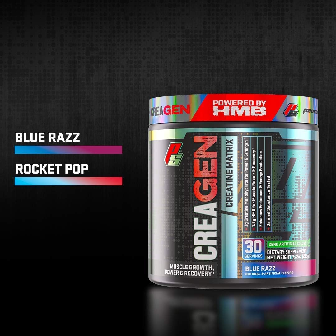ProSupps CreaGEN Creatine Monohydrate Powder with HMB - Muscle Growth & Recovery, Energy, Strength, Power - Blue Razz Popsicle, 30 Servings