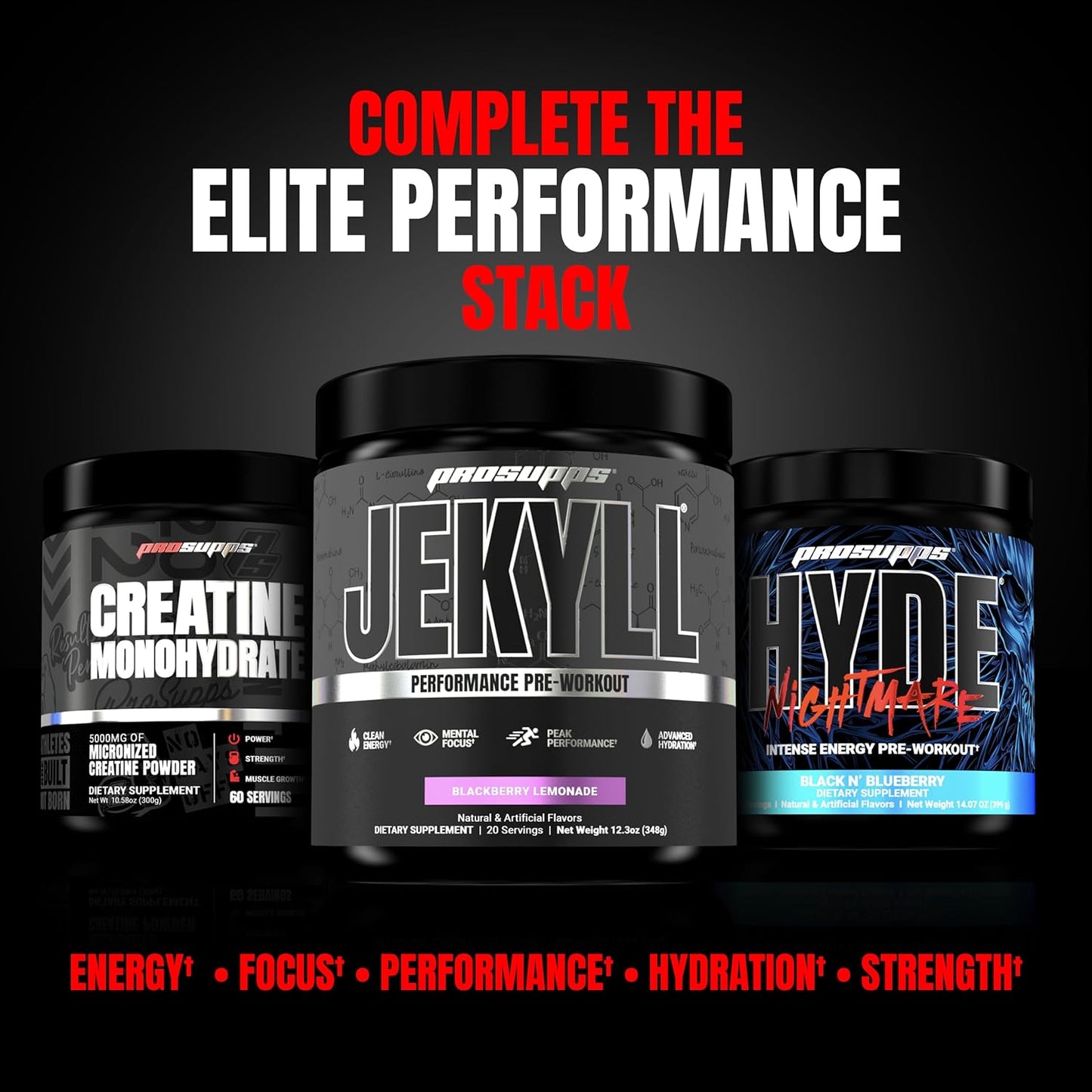 PROSUPPS Dr. Jekyll Low Stim Pre-Workout with Nootropics for Sustained Focus - 20 Servings, BlackBerry Lemonade Flavor for Men & Women
