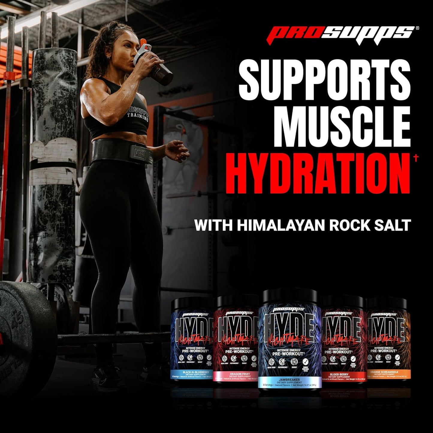 PROSUPPS Hyde Nightmare Pre-Workout Powder Energy Drink - Citrulline, Beta Alanine, Nootropics - 30 Servings, Black N' Blueberry Flavor