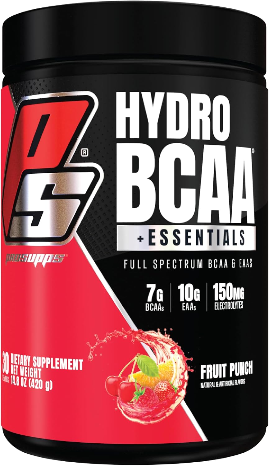 ProSupps HydroBCAA BCAA and EAA Blend - 7g BCAAs, 3g EAAs, Zero Sugar, Zero Carbs - 30 Servings, Fruit Punch Flavor