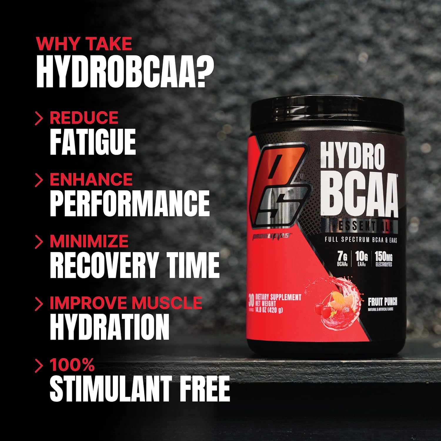 ProSupps HydroBCAA BCAA and EAA Blend - 7g BCAAs, 3g EAAs, Zero Sugar, Zero Carbs - 30 Servings, Fruit Punch Flavor