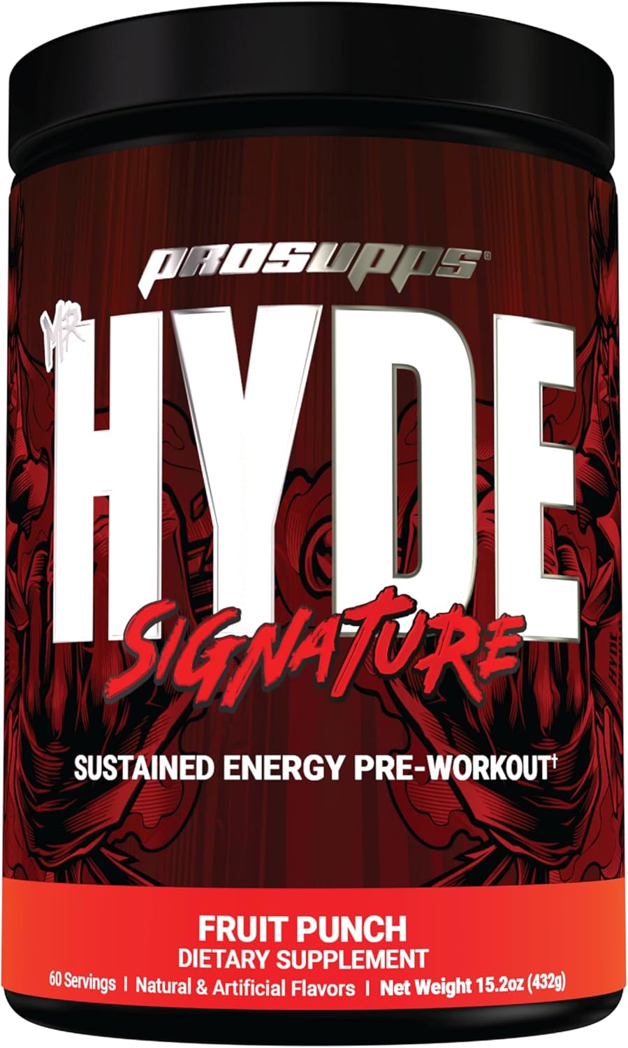 PROSUPPS Mr. Hyde Signature Series Pre-Workout Energy Drink - Boost Energy and Focus with Beta Alanine, Creatine, and TeaCrine - Fruit Punch Flavor - 60 Servings