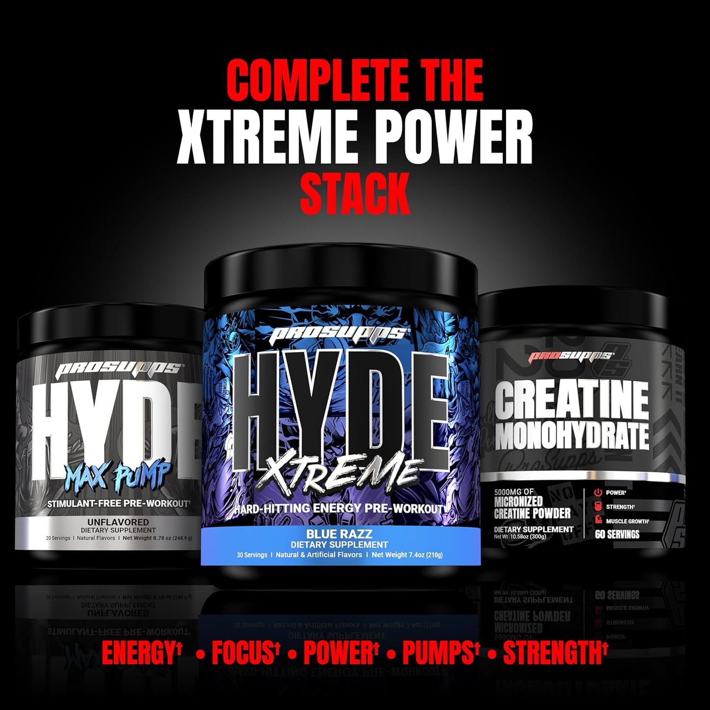 PROSUPPS Mr. Hyde Xtreme Pre-Workout Powder - Energy Drink for Intense Sustained Energy, Pumps & Focus - Green Apple Flavor - 30 Servings