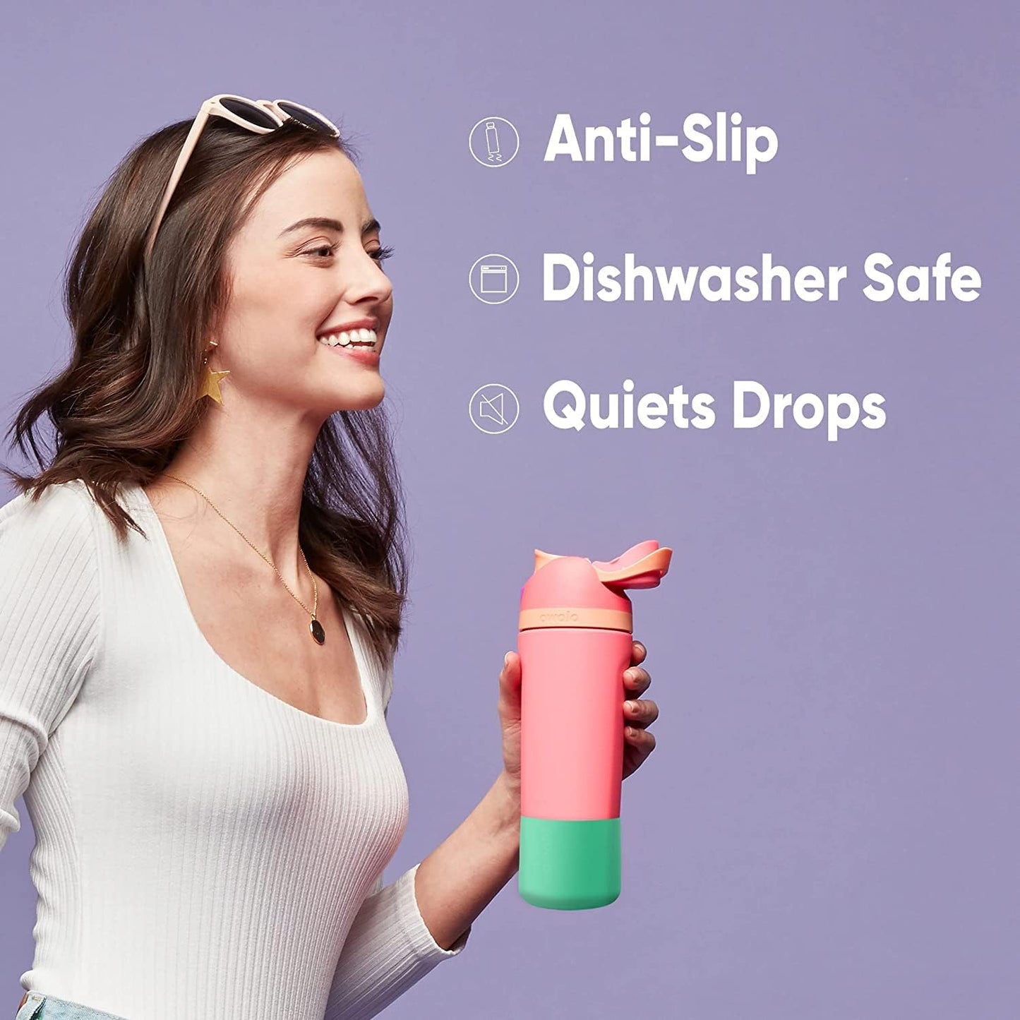 Protective Silicone Boot for 24 Oz Water Bottles, Anti-Slip Sleeve for FreeSip & Flip Stainless Steel - Mauve
