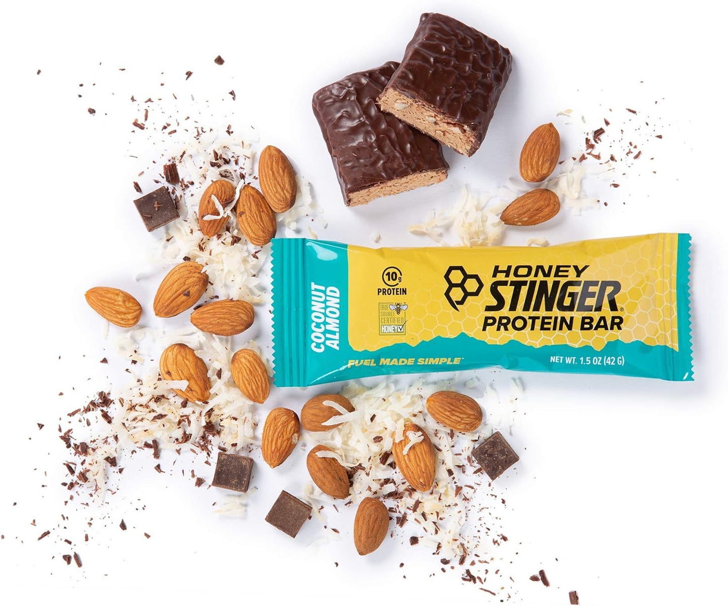 Protein-Packed Honey Stinger Coconut Almond Bars - Ideal Sports Nutrition Snack for Exercise and Performance - Box of 15