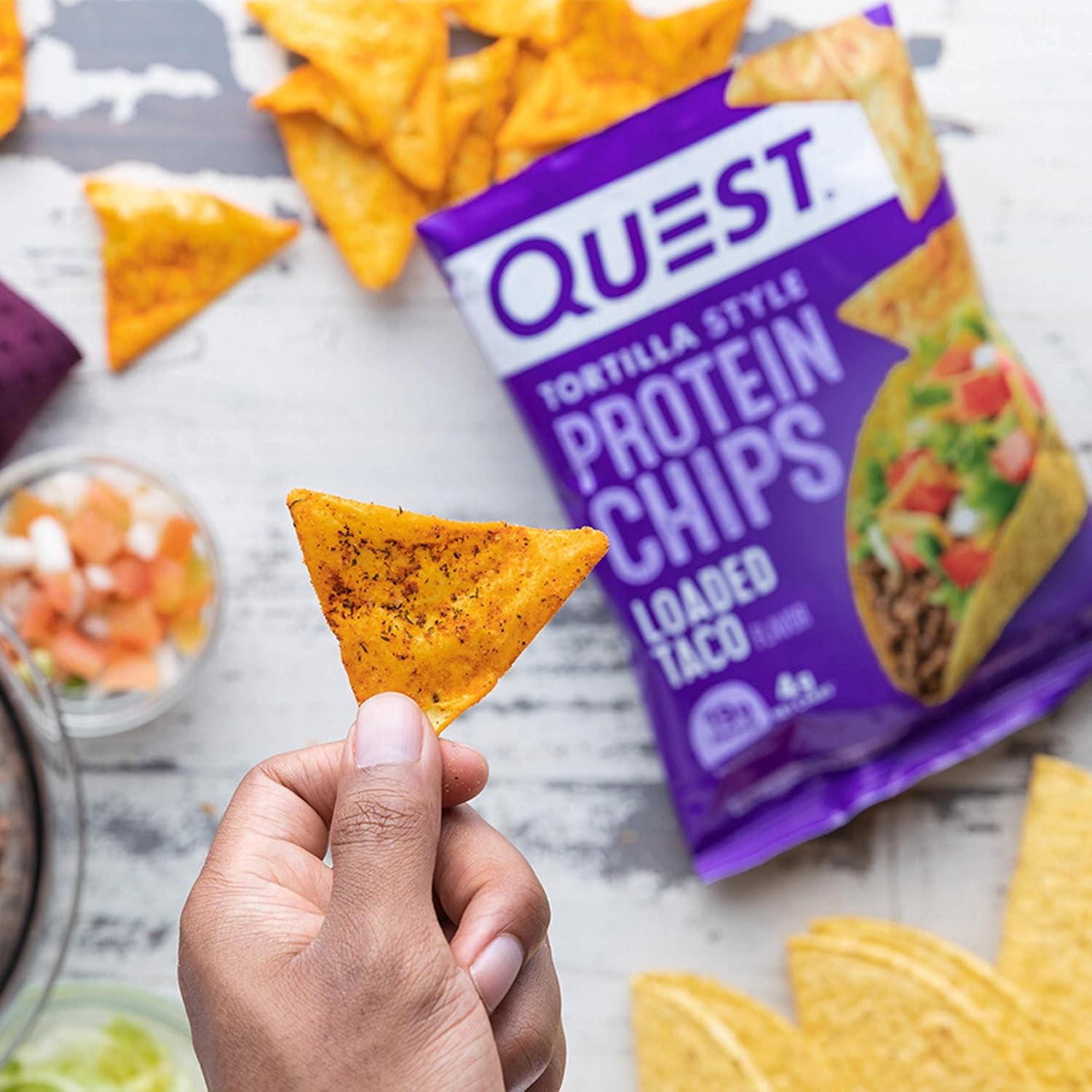 Protein-Packed Loaded Taco Tortilla Style Chips - Low Carb, Gluten Free (12 pack)