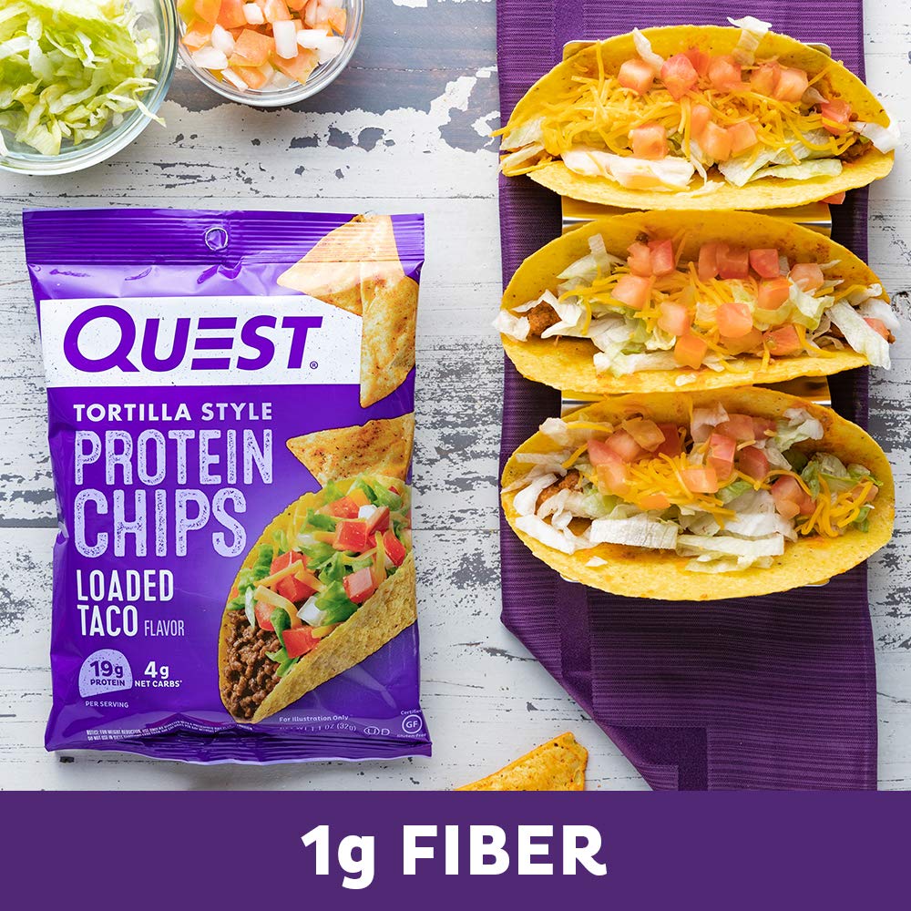 Protein-Packed Loaded Taco Tortilla Style Chips - Low Carb, Gluten Free (12 pack)