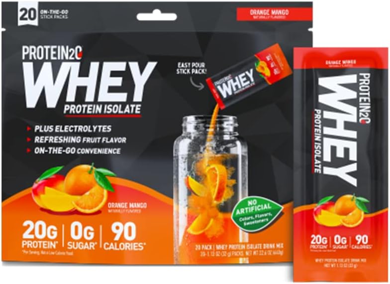 Protein2o Orange Mango Whey Protein Isolate Packets - 20 Count (1.13 Oz each) - BoostGo Australia