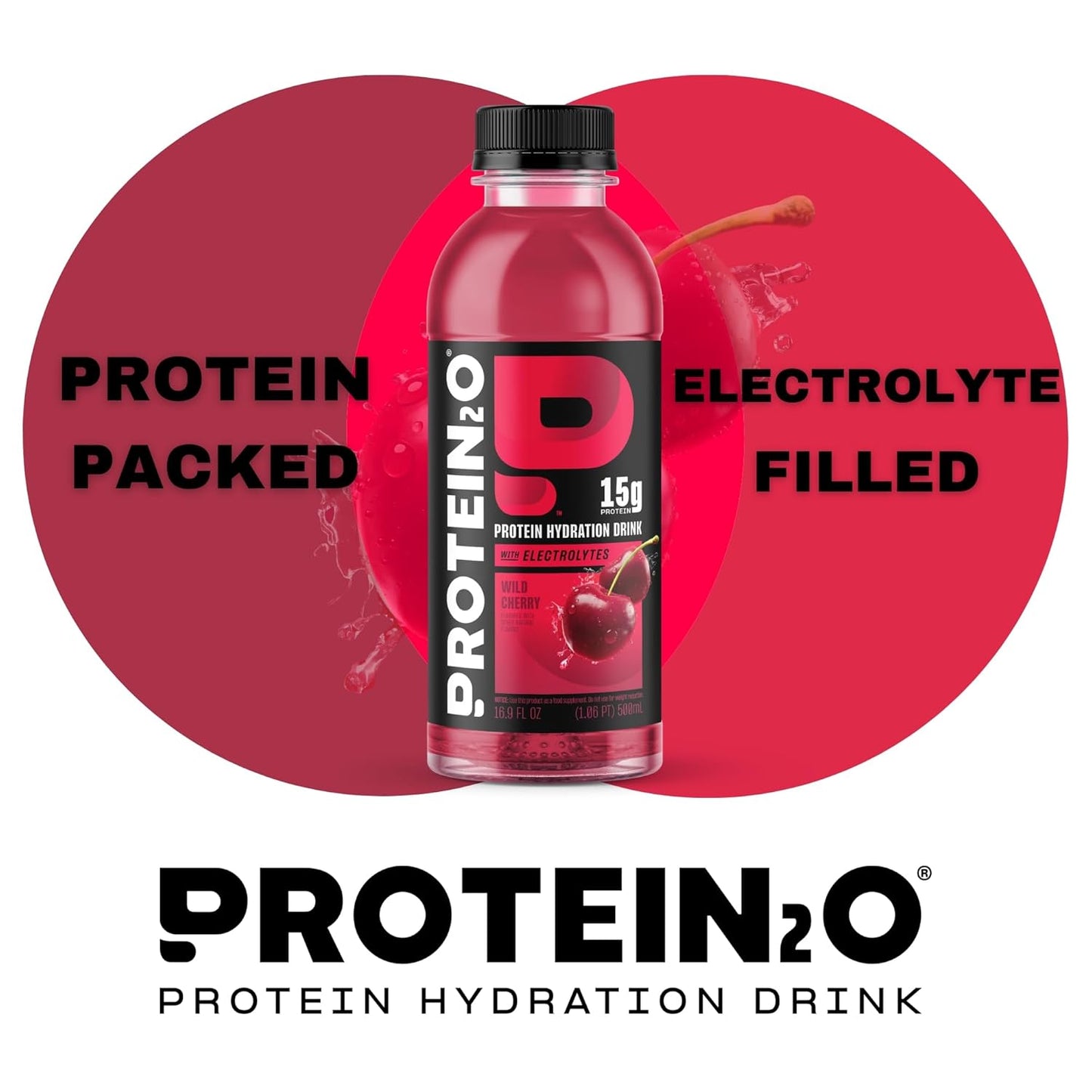 Protein2o Wild Cherry 15g Whey Protein Water Bottle, 16.9 oz (Pack of 12) - 202.8 Fl Oz - BoostGo Australia