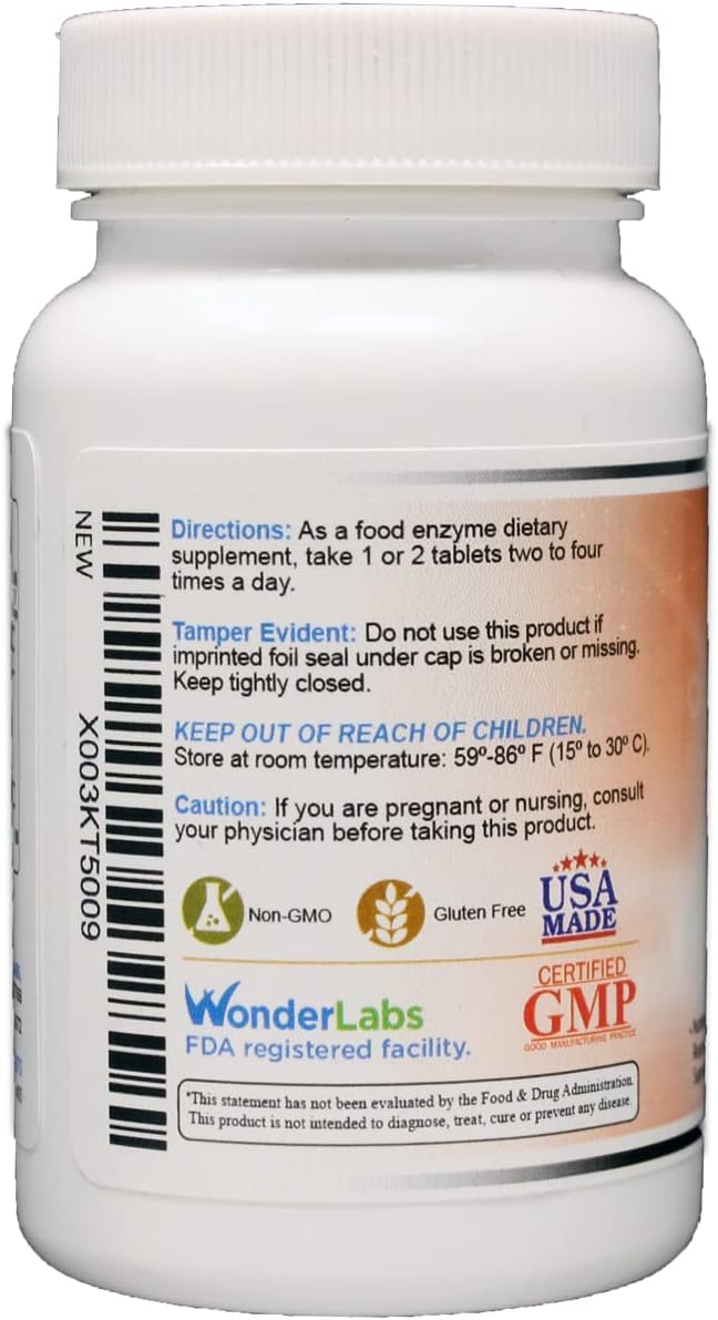 Proteolytic Enzymes Supplement - 550mg Total with Bromelain, Papain, Pancreatin, Trypsin - 100 Tablets