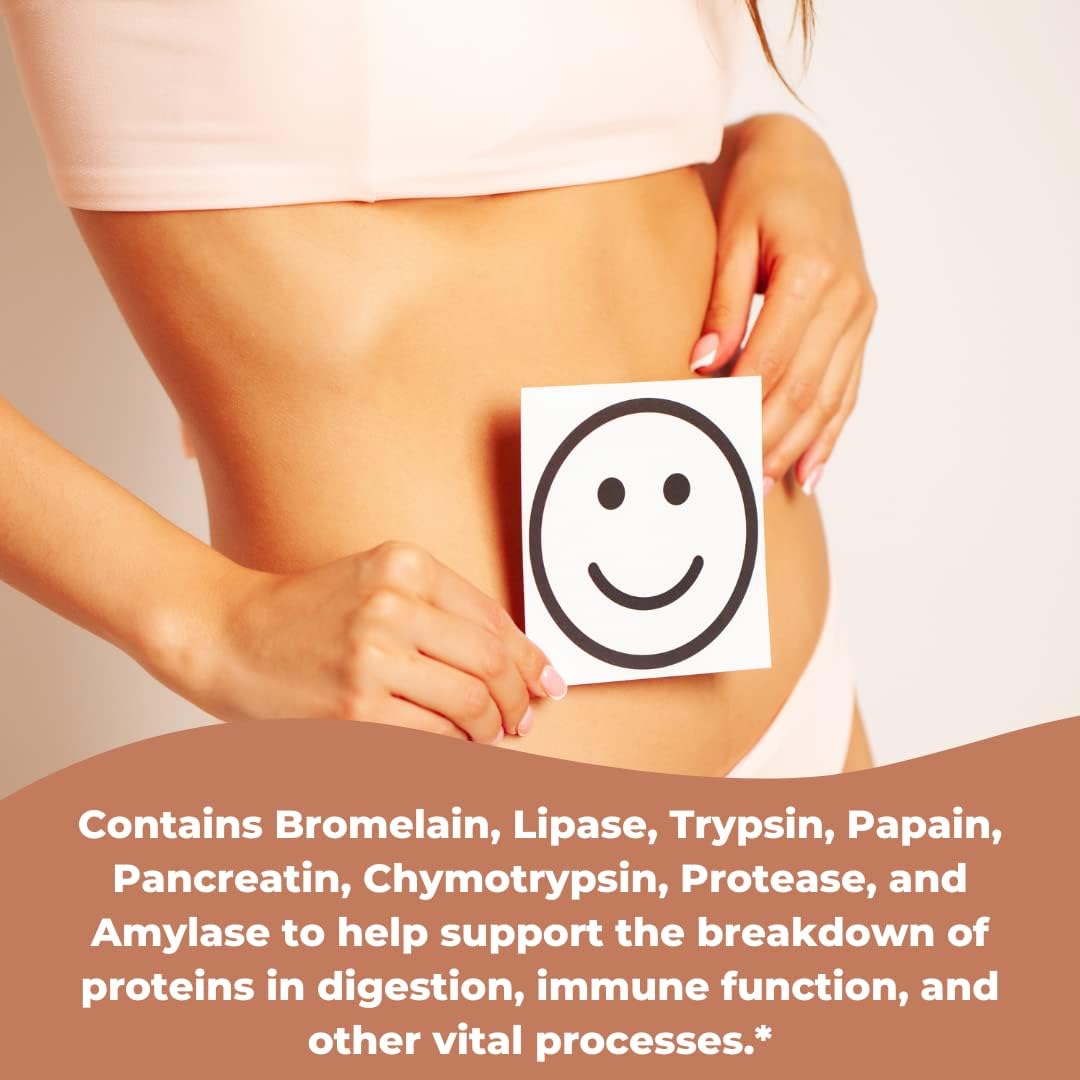 Proteolytic Enzymes Supplement - 550mg Total with Bromelain, Papain, Pancreatin, Trypsin - 100 Tablets