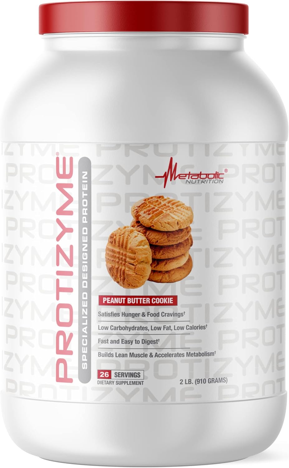 Protizyme Metabolic Nutrition Whey Protein Powder, Peanut Butter Cookie Flavor - 2 Pound, High Protein, Low Carb, Low Fat, with Digestive Enzymes and 24 Essential Vitamins and Minerals