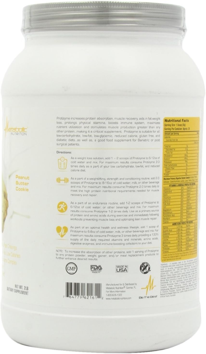 Protizyme Peanut Butter Cookie Whey Protein Powder - 2LB for Metabolic Nutrition