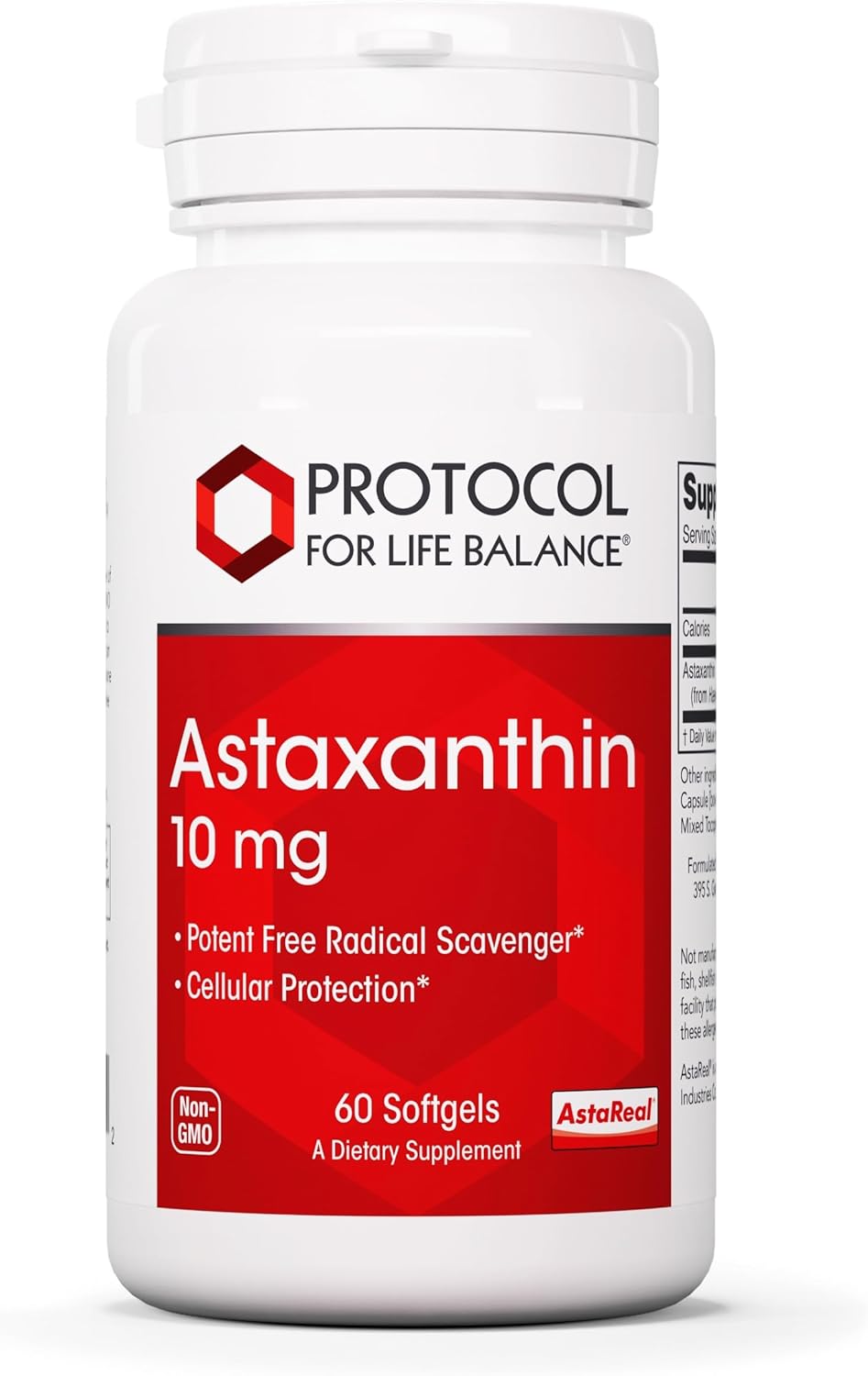 Protocol Astaxanthin 10mg Softgels - Supports Cellular Health, Carotenoid Supplement, Non-GMO, Dairy Free - 60 Softgels