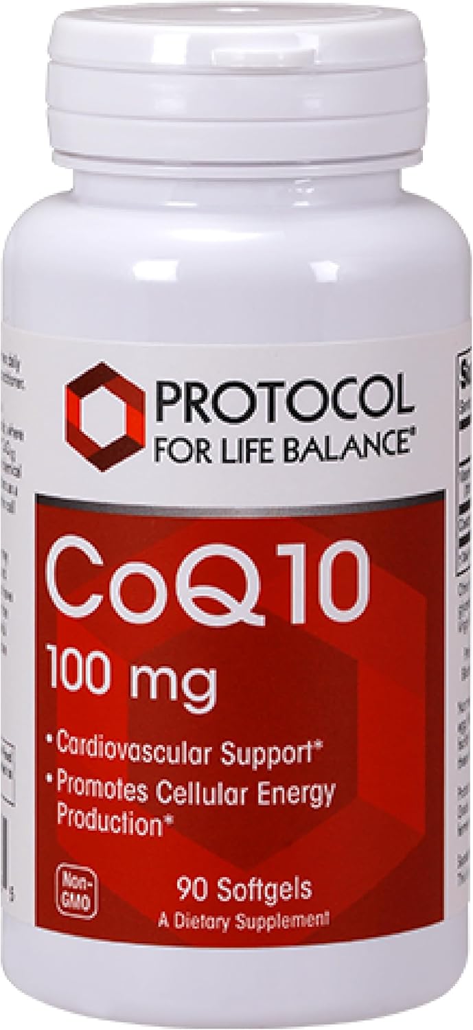 Protocol CoQ10 100mg Supplement with Vitamin E & Soy Lecithin - 90 Softgels - Halal & Egg Free