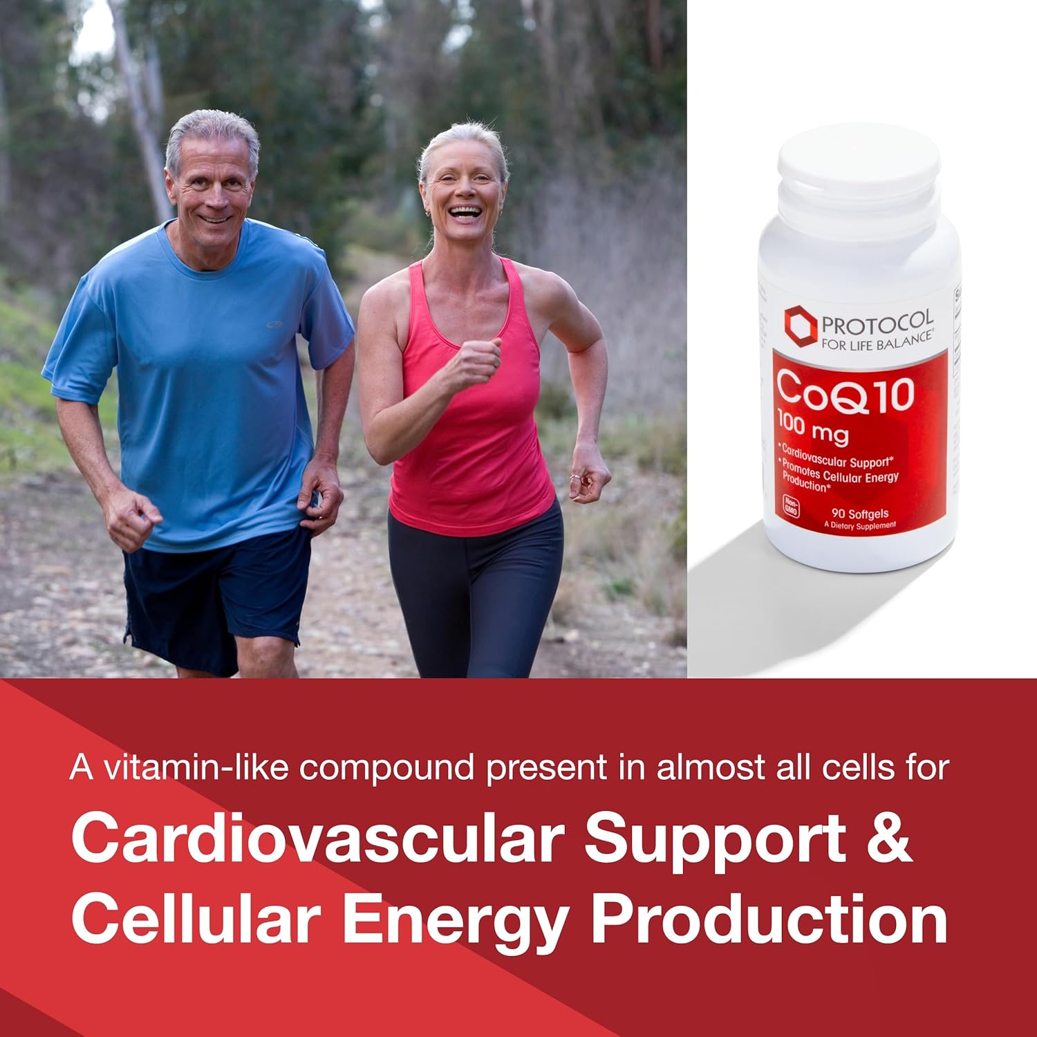 Protocol CoQ10 100mg Supplement with Vitamin E & Soy Lecithin - 90 Softgels - Halal & Egg Free