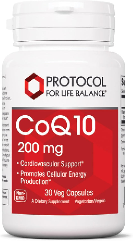 Protocol CoQ10 200 mg Heart Health Supplement - Vegan & Non-GMO - 30 Veg Capsules - Men & Women's Heart Support
