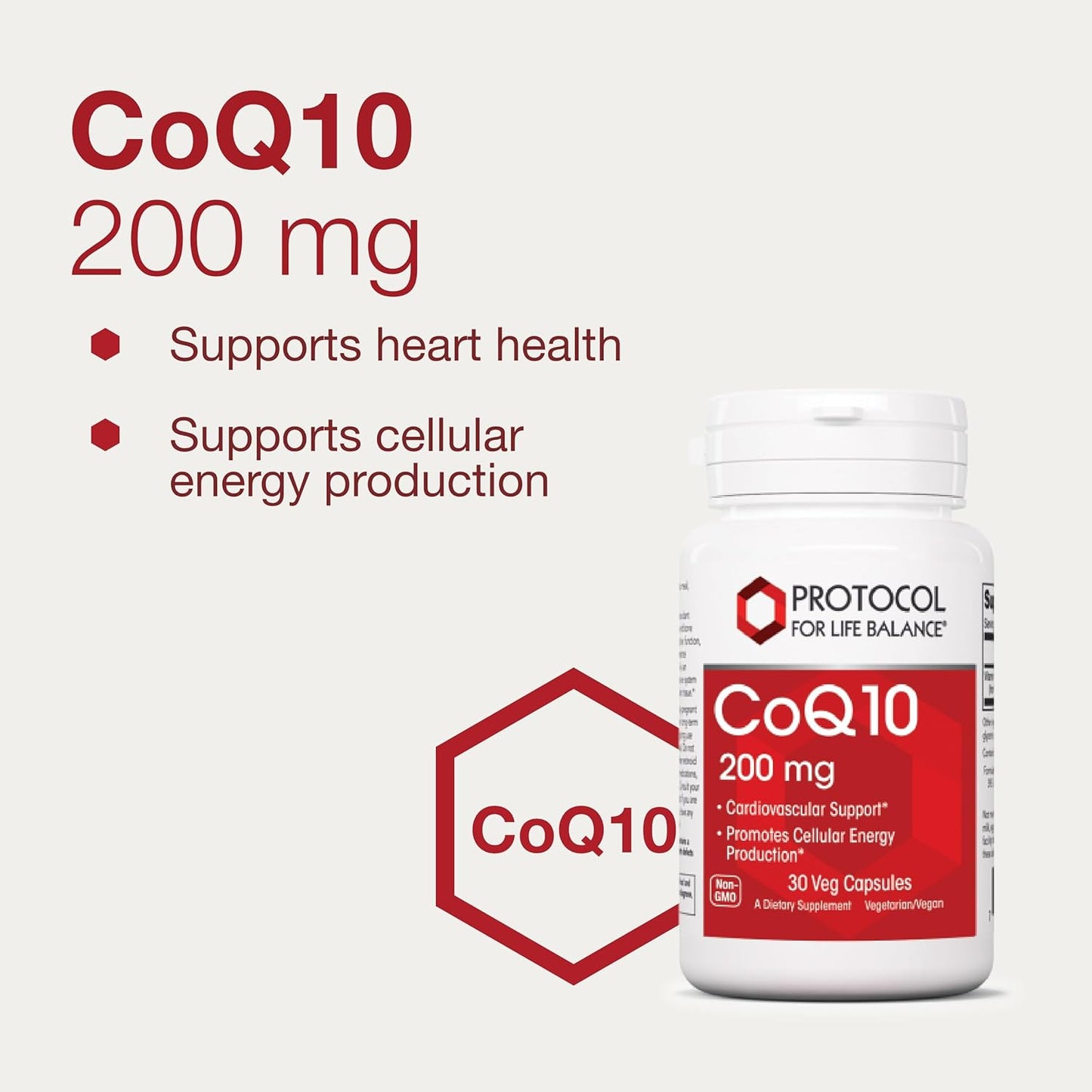 Protocol CoQ10 200 mg Heart Health Supplement - Vegan & Non-GMO - 30 Veg Capsules - Men & Women's Heart Support