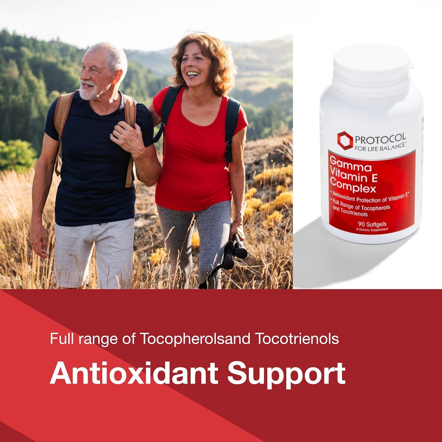 Protocol Gamma E Toco Complex: Vitamin E 300mg Softgels for Cardio & Brain Health, Antioxidant Support, Halal & Dairy Free