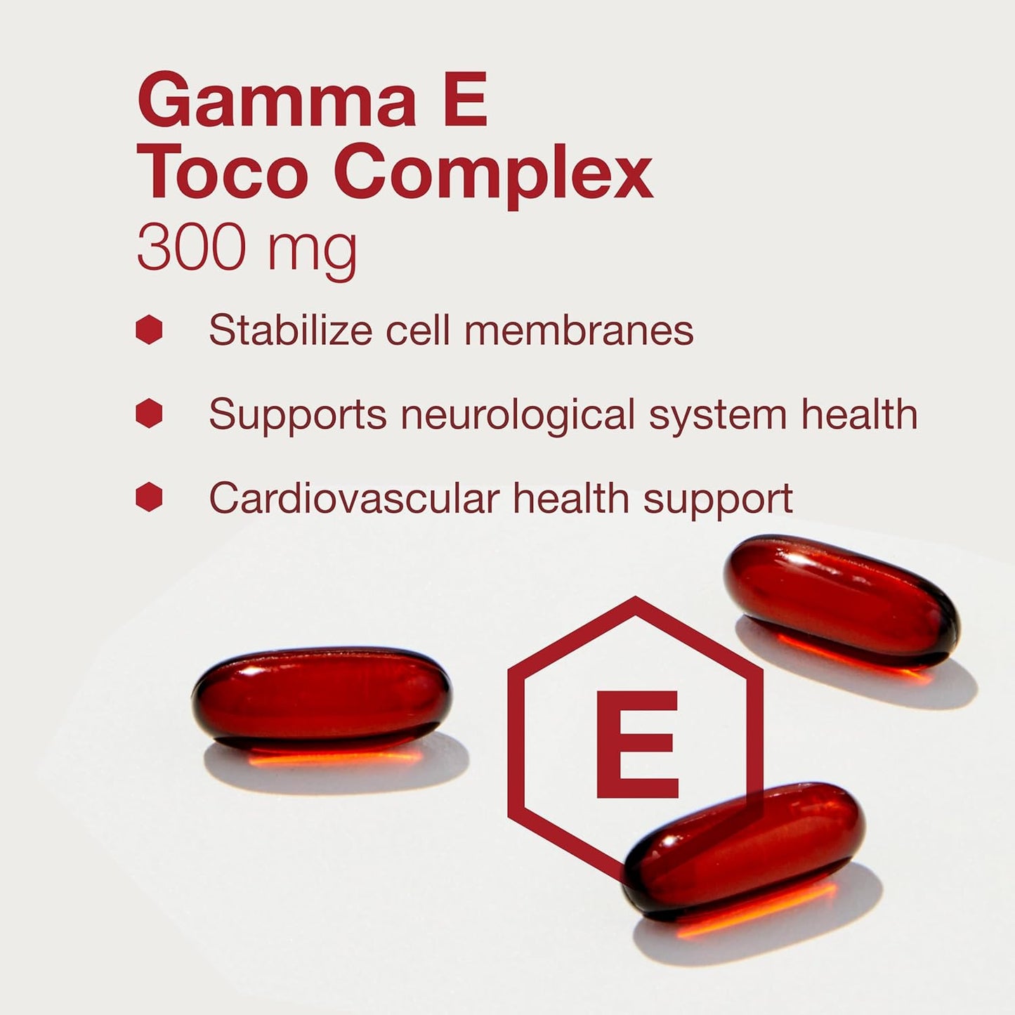 Protocol Gamma E Toco Complex: Vitamin E 300mg Softgels for Cardio & Brain Health, Antioxidant Support, Halal & Dairy Free