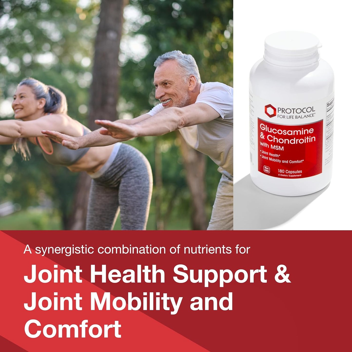Protocol Glucosamine & Chondroitin with MSM - Joint Support Supplement - Non-GMO - 180 Veg Capsules