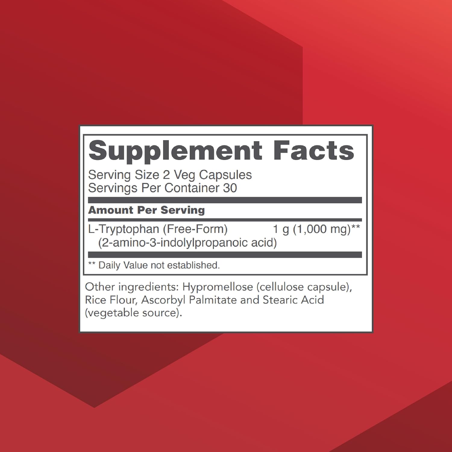 Protocol L-Tryptophan 500mg Capsules - Natural Stress Relief and Relaxation Support - 60 Vegetarian Capsules