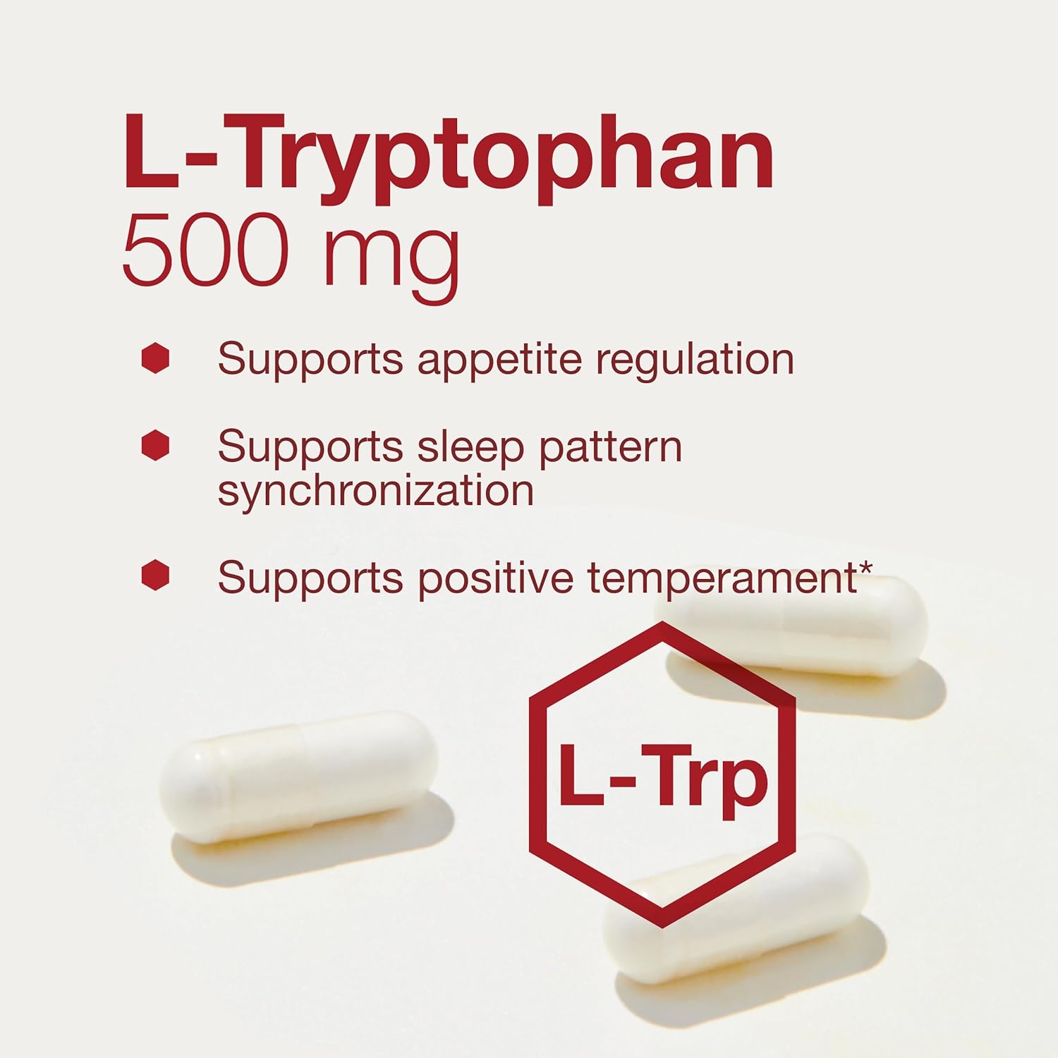 Protocol L-Tryptophan 500mg Capsules - Natural Stress Relief and Relaxation Support - 60 Vegetarian Capsules