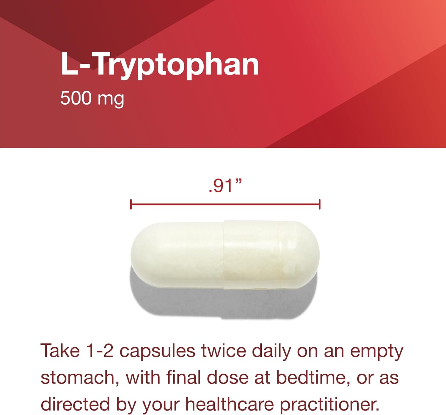 Protocol L-Tryptophan 500mg Capsules - Natural Stress Relief and Relaxation Support - 60 Vegetarian Capsules
