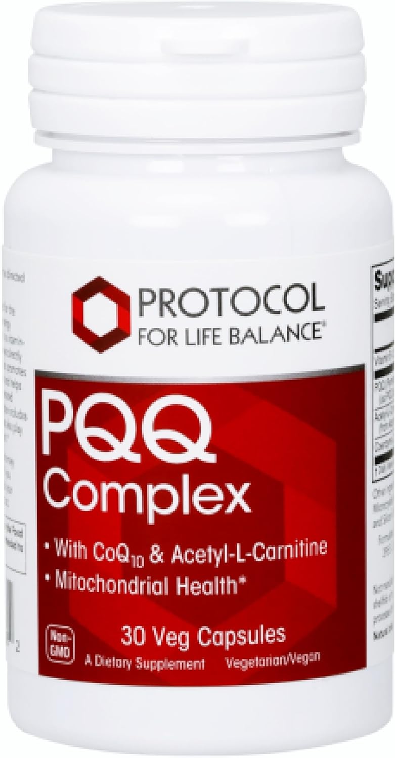 Protocol PQQ Complex with CoQ10, L Carnitine, B Vitamins - 30 Veg Capsules for Mitochondrial Health and Energy Support