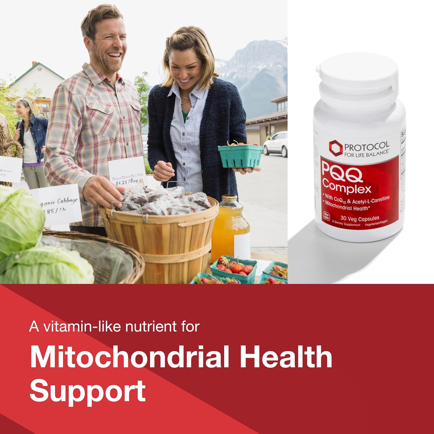 Protocol PQQ Complex with CoQ10, L Carnitine, B Vitamins - 30 Veg Capsules for Mitochondrial Health and Energy Support