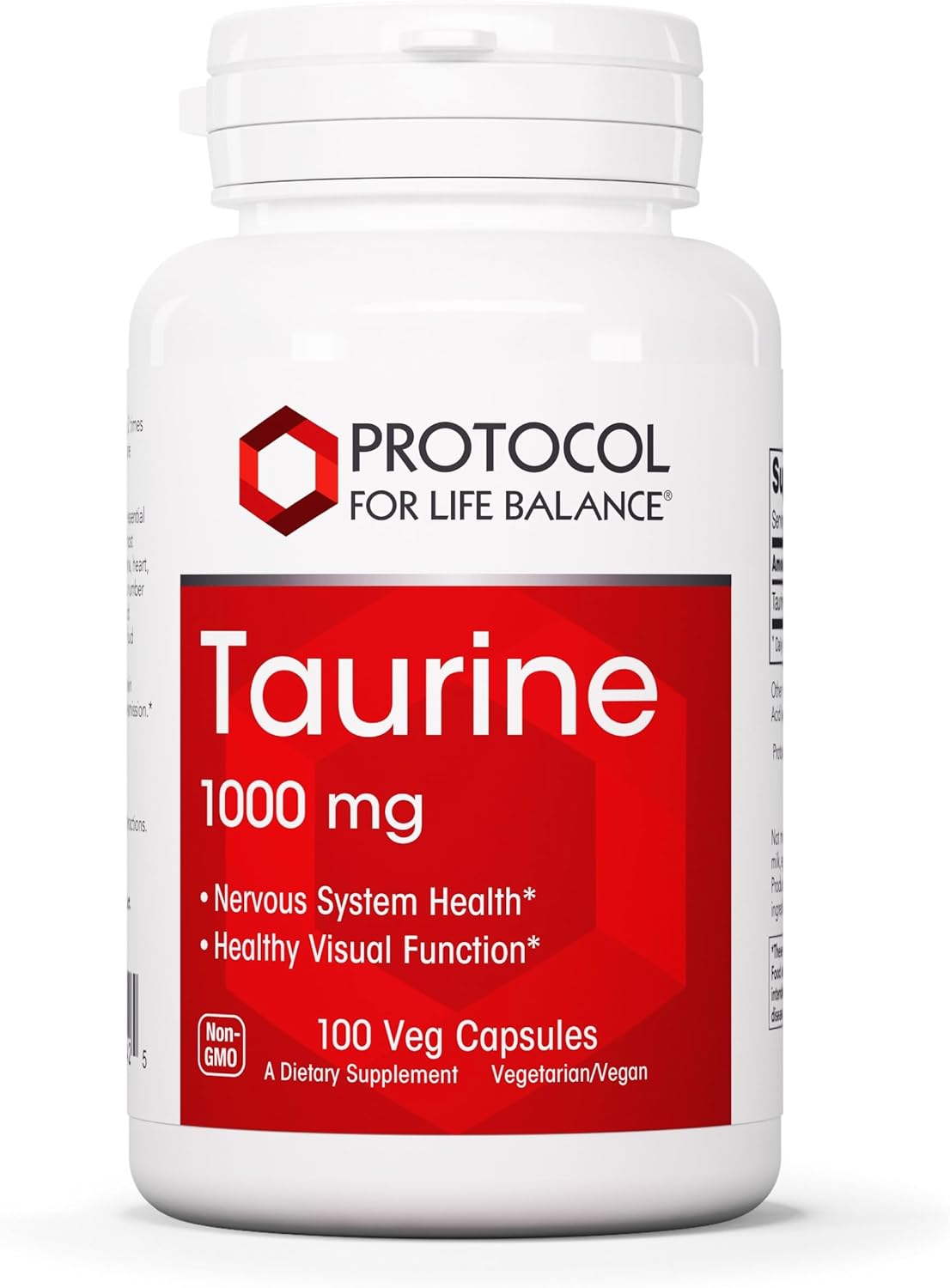 Protocol Taurine 1,000mg Capsules - Amino Acid Supplement for Muscle, Heart, Brain, and Eye Health - 100 Veg Capsules