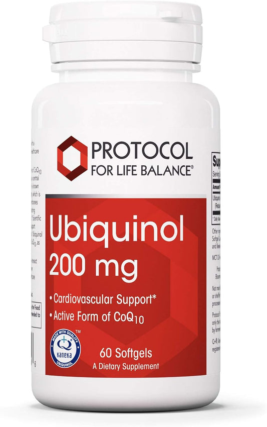 Protocol Ubiquinol 200mg Softgels - CoQ10 Heart Health Support - Antioxidant Formula - 60 Softgels